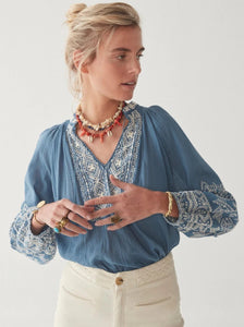 Blouse Sandrine - Bleu Français MAISON HOTEL