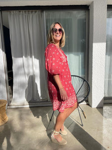 Robe SYLVIE MAISON HOTEL ethnique tomate